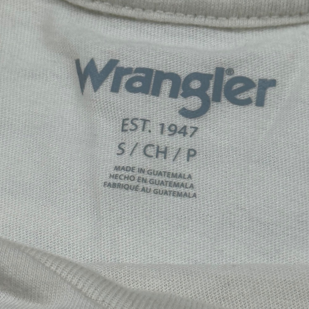 Wrangler Womens Graphic T-Shirt Cream Rainbow Shadow Logo Crewneck Small - Picture 7 of 10
